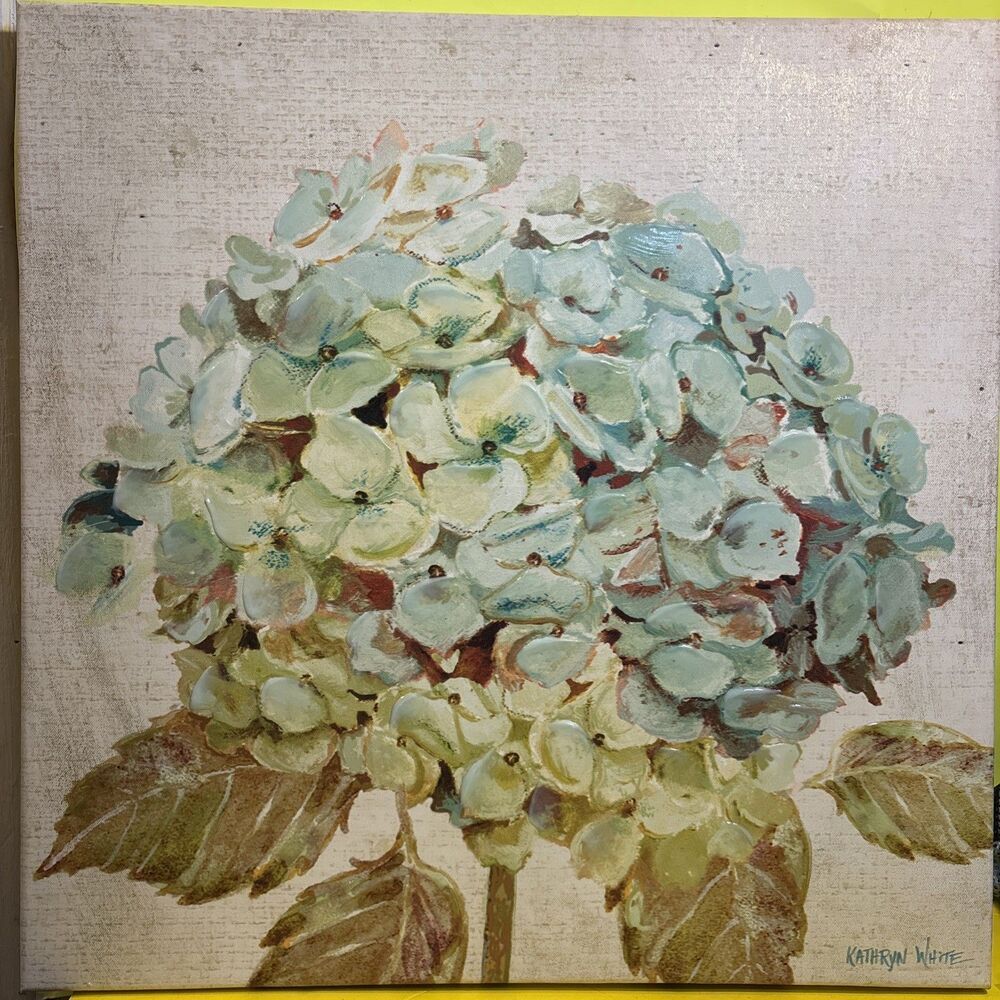 Kathryn White Hydrangea 24 inch Signed Textured Gallery Wrapped Canvas Print!